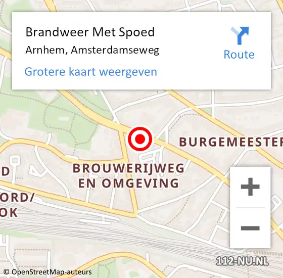 Locatie op kaart van de 112 melding: Brandweer Met Spoed Naar Arnhem, Amsterdamseweg op 1 augustus 2024 20:56