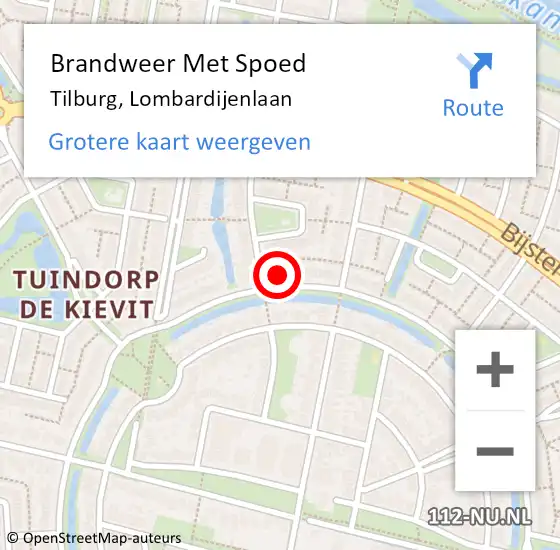 Locatie op kaart van de 112 melding: Brandweer Met Spoed Naar Tilburg, Lombardijenlaan op 1 augustus 2024 20:57