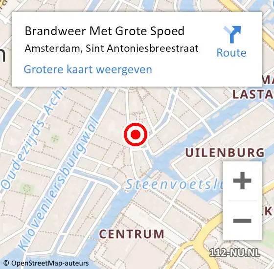 Locatie op kaart van de 112 melding: Brandweer Met Grote Spoed Naar Amsterdam, Sint Antoniesbreestraat op 1 augustus 2024 21:23