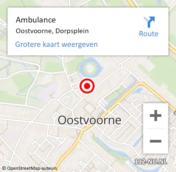 Locatie op kaart van de 112 melding: Ambulance Oostvoorne, Dorpsplein op 1 augustus 2024 21:51