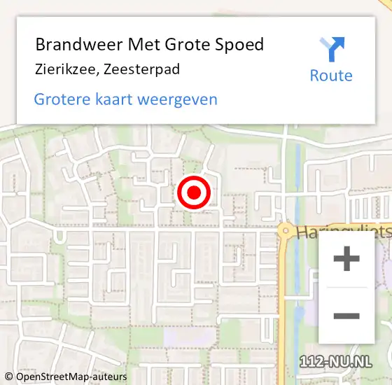 Locatie op kaart van de 112 melding: Brandweer Met Grote Spoed Naar Zierikzee, Zeesterpad op 1 augustus 2024 22:01