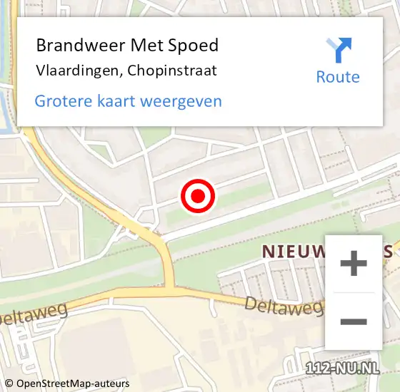 Locatie op kaart van de 112 melding: Brandweer Met Spoed Naar Vlaardingen, Chopinstraat op 1 augustus 2024 22:01