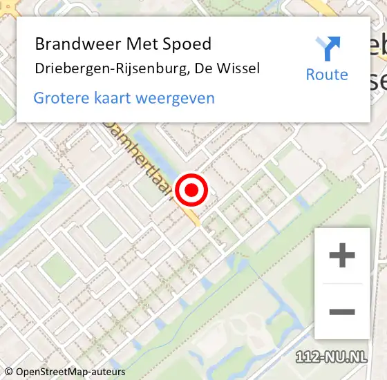 Locatie op kaart van de 112 melding: Brandweer Met Spoed Naar Driebergen-Rijsenburg, De Wissel op 1 augustus 2024 22:12