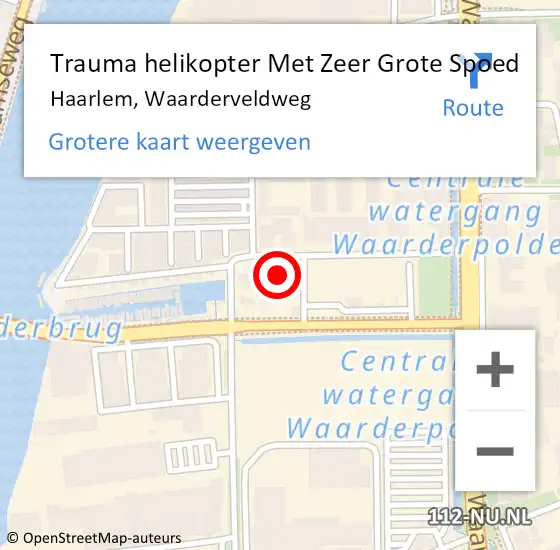Locatie op kaart van de 112 melding: Trauma helikopter Met Zeer Grote Spoed Naar Haarlem, Waarderveldweg op 1 augustus 2024 22:26