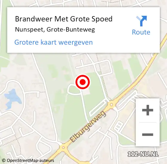 Locatie op kaart van de 112 melding: Brandweer Met Grote Spoed Naar Nunspeet, Grote-Bunteweg op 1 augustus 2024 22:35