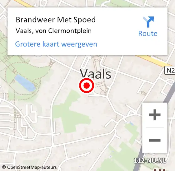 Locatie op kaart van de 112 melding: Brandweer Met Spoed Naar Vaals, von Clermontplein op 1 augustus 2024 22:40