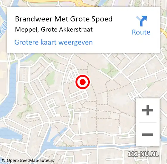 Locatie op kaart van de 112 melding: Brandweer Met Grote Spoed Naar Meppel, Grote Akkerstraat op 1 augustus 2024 22:44