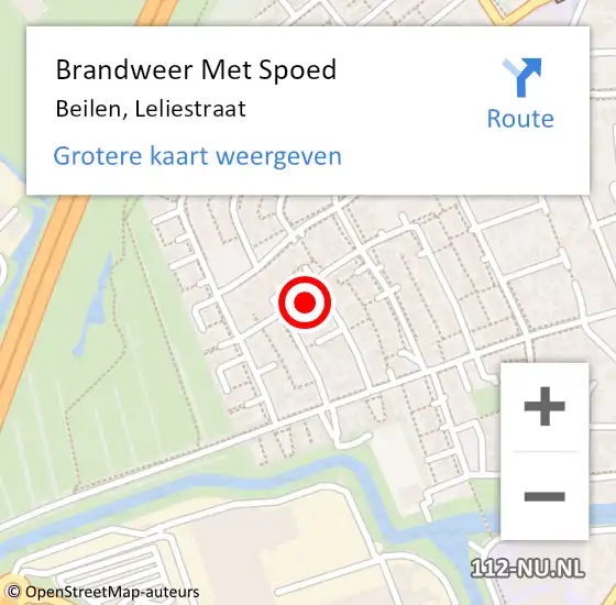 Locatie op kaart van de 112 melding: Brandweer Met Spoed Naar Beilen, Leliestraat op 1 augustus 2024 22:51