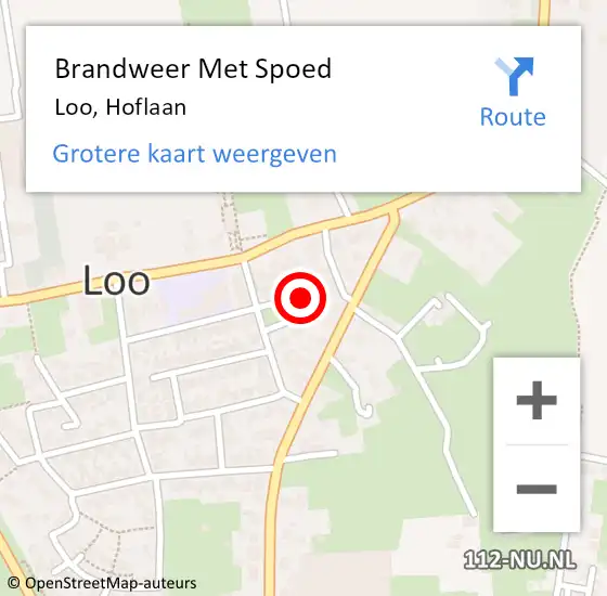 Locatie op kaart van de 112 melding: Brandweer Met Spoed Naar Loo, Hoflaan op 1 augustus 2024 23:25