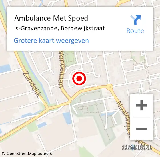 Locatie op kaart van de 112 melding: Ambulance Met Spoed Naar 's-Gravenzande, Bordewijkstraat op 1 augustus 2024 23:31