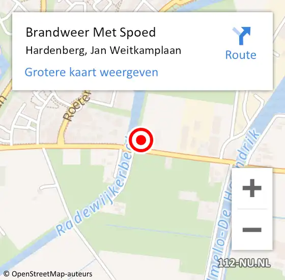 Locatie op kaart van de 112 melding: Brandweer Met Spoed Naar Hardenberg, Jan Weitkamplaan op 1 augustus 2024 23:33