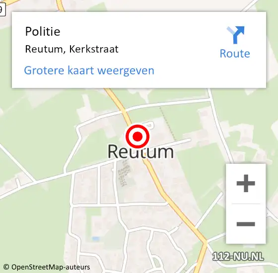 Locatie op kaart van de 112 melding: Politie Reutum, Kerkstraat op 2 augustus 2024 00:02