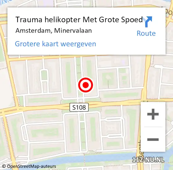Locatie op kaart van de 112 melding: Trauma helikopter Met Grote Spoed Naar Amsterdam, Minervalaan op 2 augustus 2024 00:22