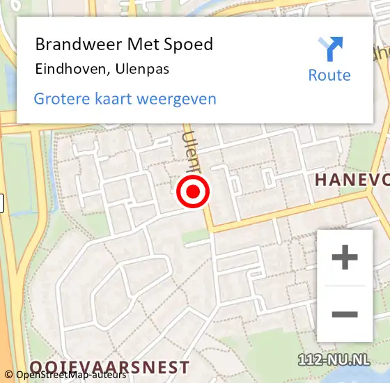 Locatie op kaart van de 112 melding: Brandweer Met Spoed Naar Eindhoven, Ulenpas op 2 augustus 2024 00:24