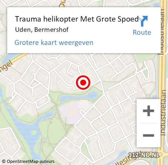 Locatie op kaart van de 112 melding: Trauma helikopter Met Grote Spoed Naar Uden, Bermershof op 2 augustus 2024 01:19