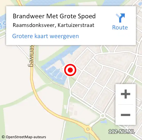 Locatie op kaart van de 112 melding: Brandweer Met Grote Spoed Naar Raamsdonksveer, Kartuizerstraat op 2 augustus 2024 01:43