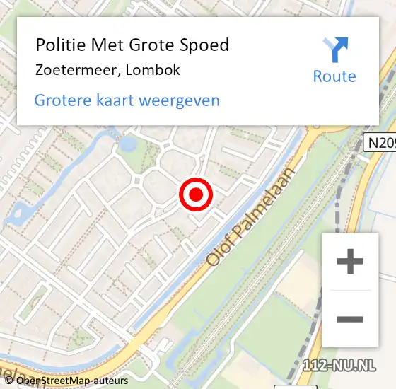 Locatie op kaart van de 112 melding: Politie Met Grote Spoed Naar Zoetermeer, Lombok op 2 augustus 2024 02:10