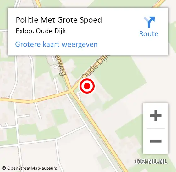 Locatie op kaart van de 112 melding: Politie Met Grote Spoed Naar Exloo, Oude Dijk op 2 augustus 2024 03:07