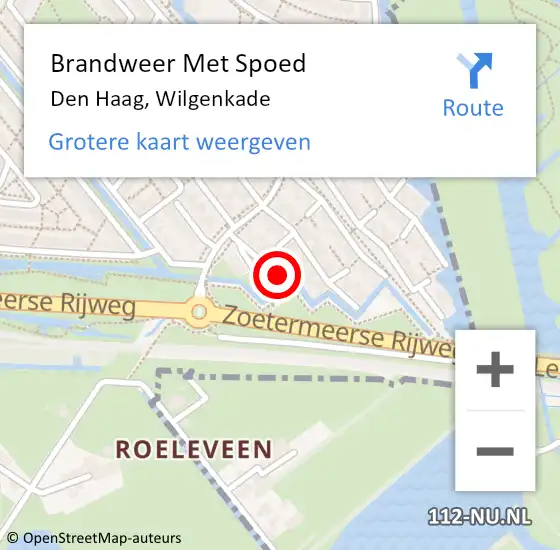 Locatie op kaart van de 112 melding: Brandweer Met Spoed Naar Den Haag, Wilgenkade op 2 augustus 2024 03:11