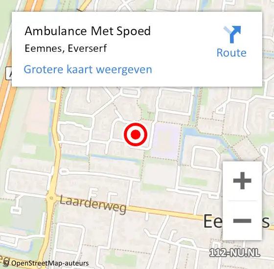 Locatie op kaart van de 112 melding: Ambulance Met Spoed Naar Eemnes, Everserf op 15 oktober 2014 05:29