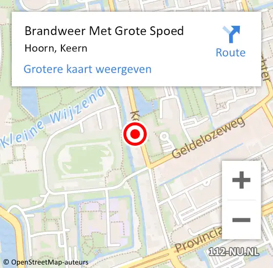 Locatie op kaart van de 112 melding: Brandweer Met Grote Spoed Naar Hoorn, Keern op 2 augustus 2024 04:22