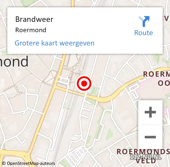 Locatie op kaart van de 112 melding: Brandweer Roermond op 2 augustus 2024 04:26