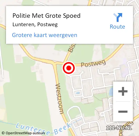 Locatie op kaart van de 112 melding: Politie Met Grote Spoed Naar Lunteren, Postweg op 2 augustus 2024 04:52