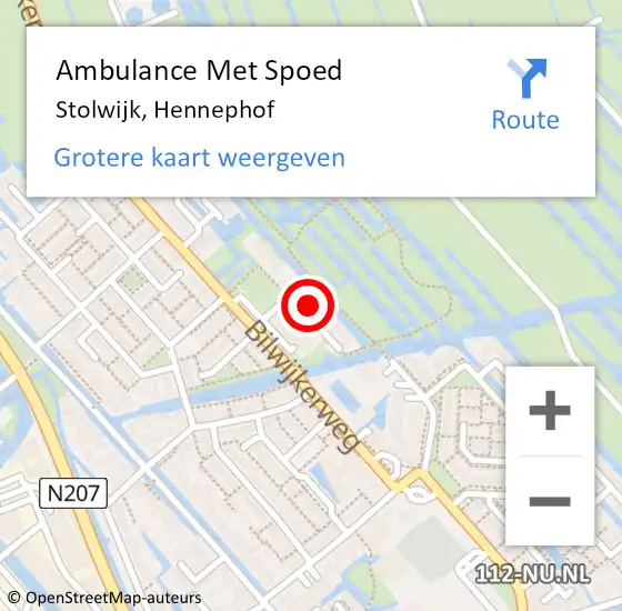 Locatie op kaart van de 112 melding: Ambulance Met Spoed Naar Stolwijk, Hennephof op 2 augustus 2024 05:02