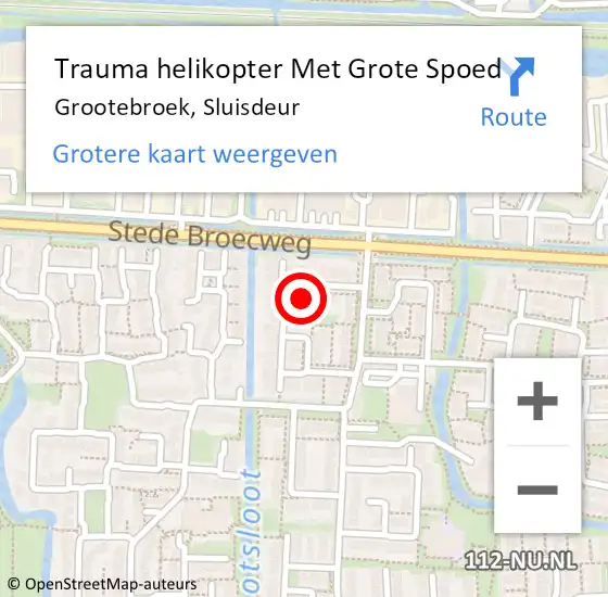 Locatie op kaart van de 112 melding: Trauma helikopter Met Grote Spoed Naar Grootebroek, Sluisdeur op 2 augustus 2024 05:18