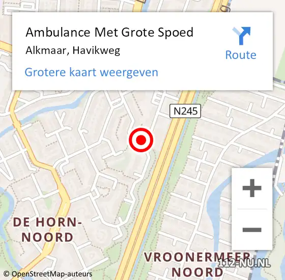 Locatie op kaart van de 112 melding: Ambulance Met Grote Spoed Naar Alkmaar, Havikweg op 2 augustus 2024 06:35