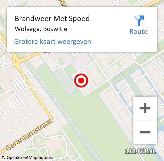 Locatie op kaart van de 112 melding: Brandweer Met Spoed Naar Wolvega, Boswitje op 2 augustus 2024 07:22