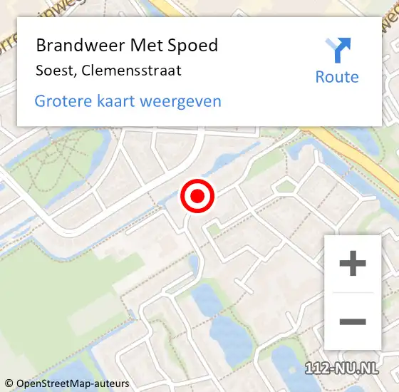 Locatie op kaart van de 112 melding: Brandweer Met Spoed Naar Soest, Clemensstraat op 2 augustus 2024 08:04