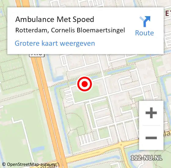 Locatie op kaart van de 112 melding: Ambulance Met Spoed Naar Rotterdam, Cornelis Bloemaertsingel op 2 augustus 2024 08:18