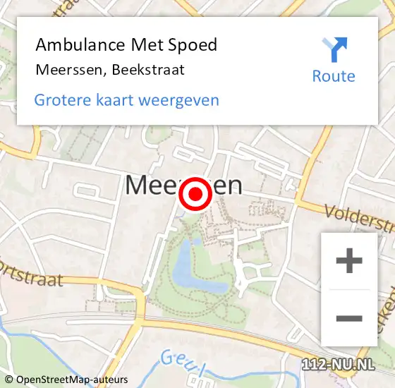 Locatie op kaart van de 112 melding: Ambulance Met Spoed Naar Meerssen, Beekstraat op 15 oktober 2014 06:22