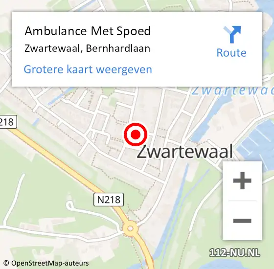 Locatie op kaart van de 112 melding: Ambulance Met Spoed Naar Zwartewaal, Bernhardlaan op 2 augustus 2024 08:32