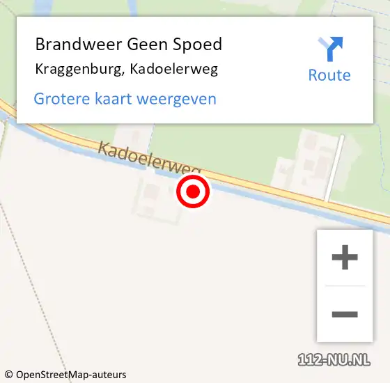 Locatie op kaart van de 112 melding: Brandweer Geen Spoed Naar Kraggenburg, Kadoelerweg op 2 augustus 2024 08:46