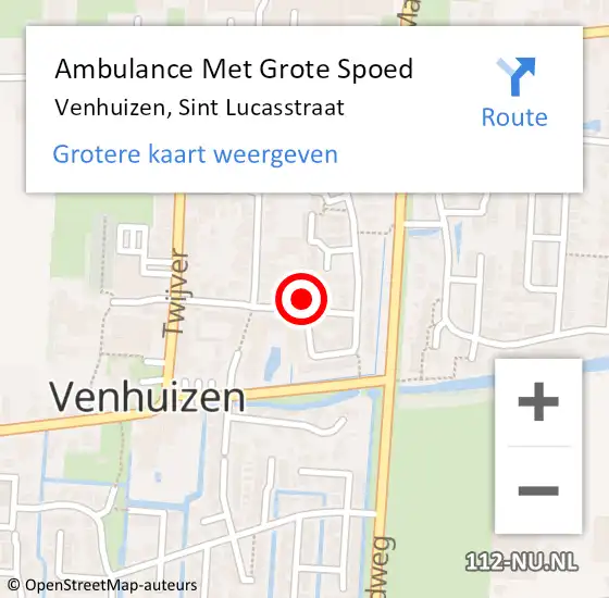 Locatie op kaart van de 112 melding: Ambulance Met Grote Spoed Naar Venhuizen, Sint Lucasstraat op 2 augustus 2024 08:49