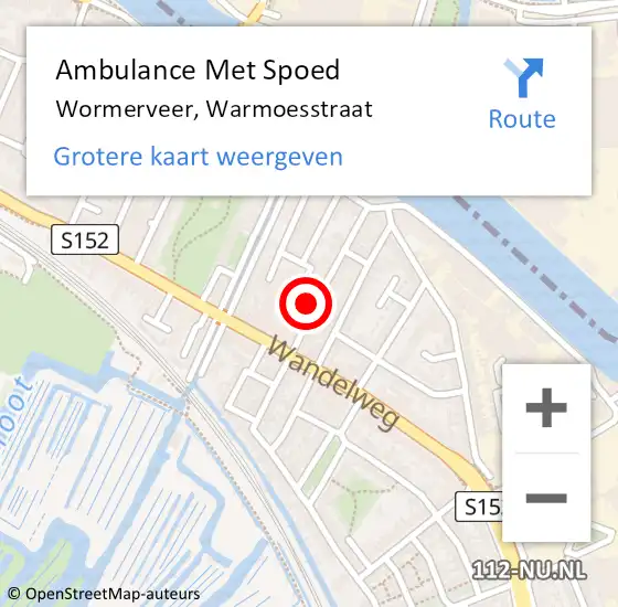 Locatie op kaart van de 112 melding: Ambulance Met Spoed Naar Wormerveer, Warmoesstraat op 2 augustus 2024 09:33