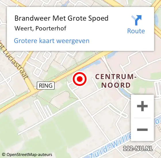 Locatie op kaart van de 112 melding: Brandweer Met Grote Spoed Naar Weert, Poorterhof op 2 augustus 2024 09:43