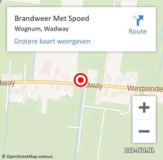 Locatie op kaart van de 112 melding: Brandweer Met Spoed Naar Wognum, Wadway op 2 augustus 2024 09:43