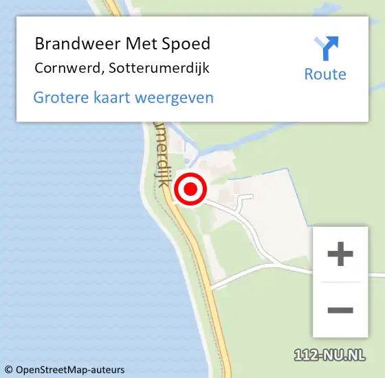 Locatie op kaart van de 112 melding: Brandweer Met Spoed Naar Cornwerd, Sotterumerdijk op 2 augustus 2024 09:46