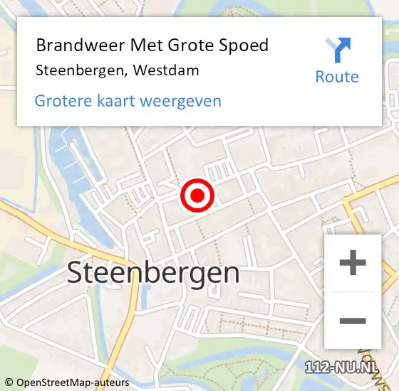 Locatie op kaart van de 112 melding: Brandweer Met Grote Spoed Naar Steenbergen, Westdam op 2 augustus 2024 09:49