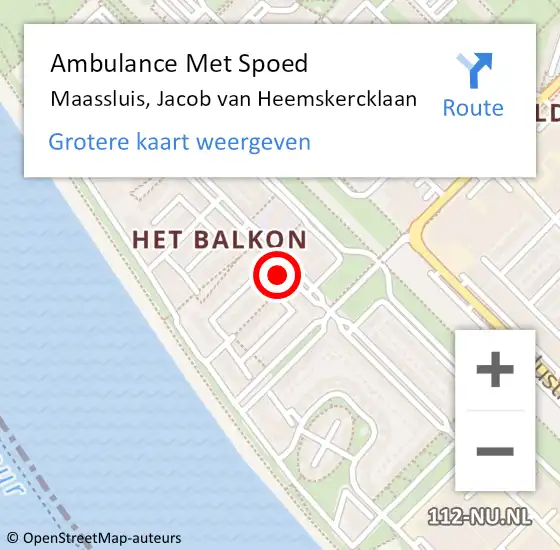 Locatie op kaart van de 112 melding: Ambulance Met Spoed Naar Maassluis, Jacob van Heemskercklaan op 2 augustus 2024 09:54