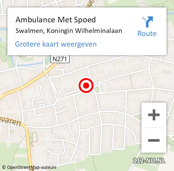 Locatie op kaart van de 112 melding: Ambulance Met Spoed Naar Swalmen, Koningin Wilhelminalaan op 2 augustus 2024 10:21