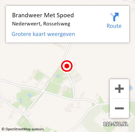 Locatie op kaart van de 112 melding: Brandweer Met Spoed Naar Nederweert, Rosselsweg op 2 augustus 2024 10:23