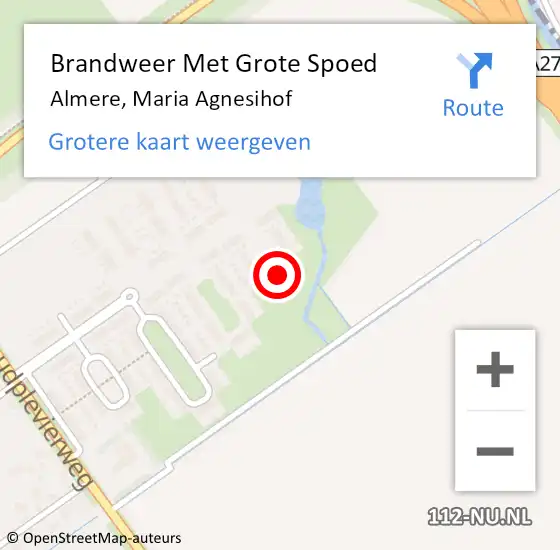 Locatie op kaart van de 112 melding: Brandweer Met Grote Spoed Naar Almere, Maria Agnesihof op 2 augustus 2024 10:37