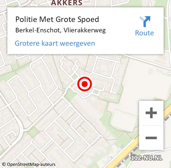 Locatie op kaart van de 112 melding: Politie Met Grote Spoed Naar Berkel-Enschot, Vlierakkerweg op 2 augustus 2024 10:38