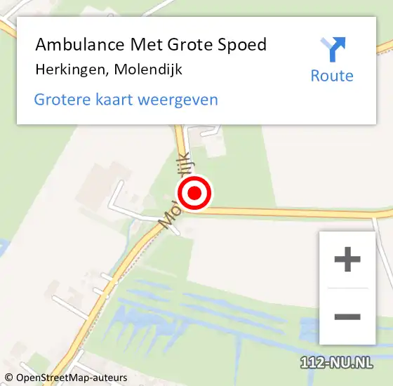 Locatie op kaart van de 112 melding: Ambulance Met Grote Spoed Naar Herkingen, Molendijk op 2 augustus 2024 10:48