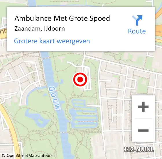 Locatie op kaart van de 112 melding: Ambulance Met Grote Spoed Naar Zaandam, IJdoorn op 2 augustus 2024 10:51