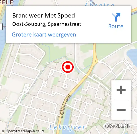 Locatie op kaart van de 112 melding: Brandweer Met Spoed Naar Oost-Souburg, Spaarnestraat op 2 augustus 2024 10:57